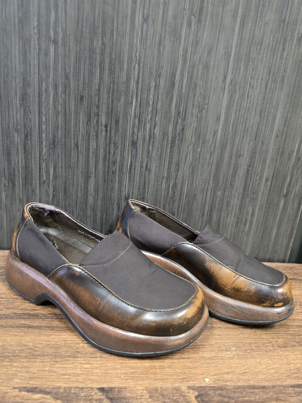Dansko Women's Burnished Brown Leather Slip On Comfort Shoes EU 36 Made Portugal